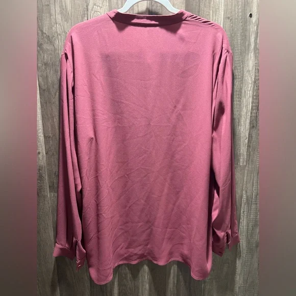 Eileen Fisher Silk Rose Button Long Sleeve Shirt Women’s Large Georgette Crepe - Picture 4 of 4